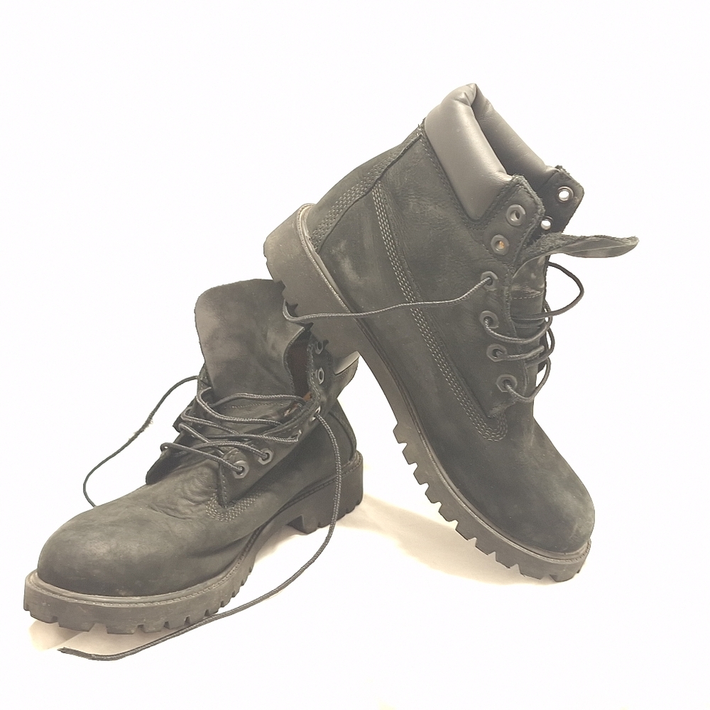 Timberland Black Suede Combat Boots Women’s Size 7m Anti Fatigue Nubuck